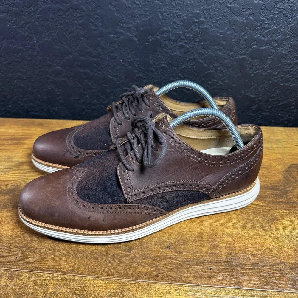 Cole Haan OriginalGrand C23413 Brown Leather Wool Wingtip Oxford Mens 8.5W